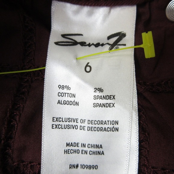 Seven7 Women's Tummy Less High Rise Skinny Jeans Burgundy Size 6 (30x29) - Picture 12 of 13